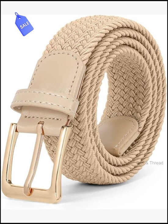 Braided Stretch Belt for Pants - Adjustable Elastic Web Belt, Unisex main image 7